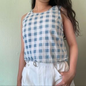 Blue Gingham Crop Top